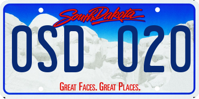 SD license plate 0SDO20