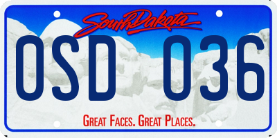 SD license plate 0SDO36