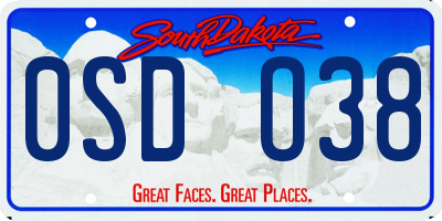 SD license plate 0SDO38