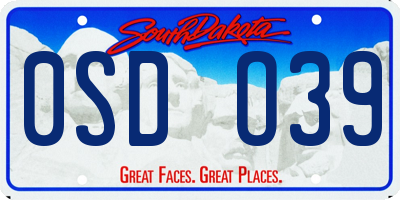 SD license plate 0SDO39