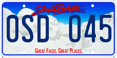 SD license plate 0SDO45