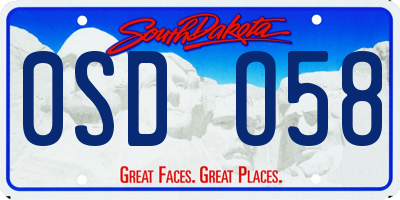 SD license plate 0SDO58