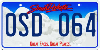 SD license plate 0SDO64