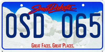 SD license plate 0SDO65