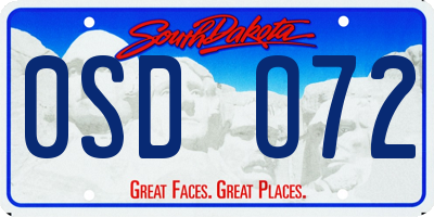SD license plate 0SDO72