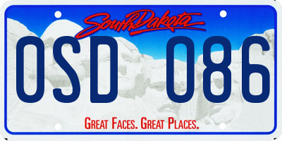 SD license plate 0SDO86