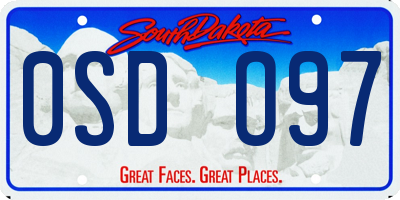 SD license plate 0SDO97
