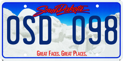 SD license plate 0SDO98