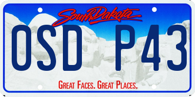 SD license plate 0SDP43