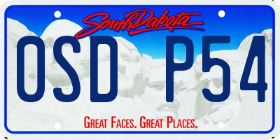 SD license plate 0SDP54