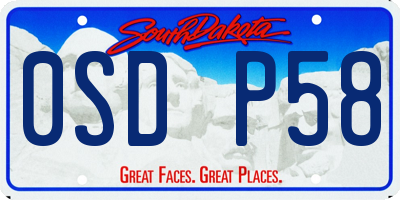 SD license plate 0SDP58