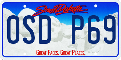 SD license plate 0SDP69