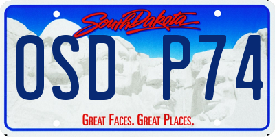 SD license plate 0SDP74