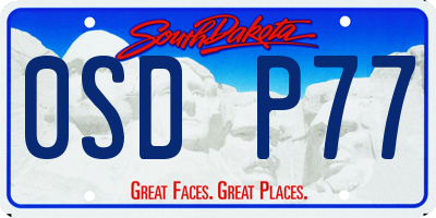 SD license plate 0SDP77