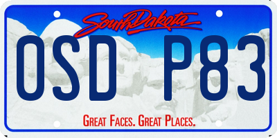 SD license plate 0SDP83