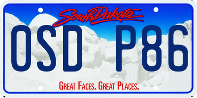 SD license plate 0SDP86