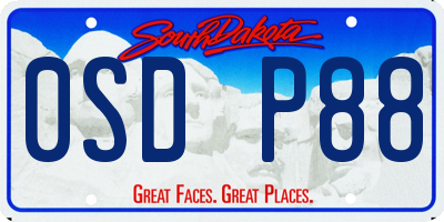 SD license plate 0SDP88
