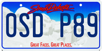 SD license plate 0SDP89
