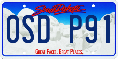 SD license plate 0SDP91