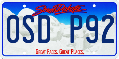 SD license plate 0SDP92