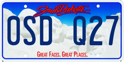 SD license plate 0SDQ27