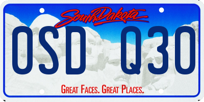 SD license plate 0SDQ30