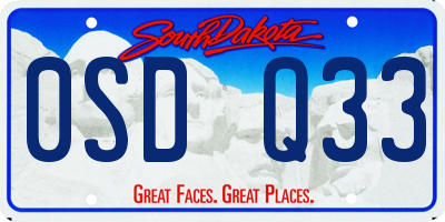 SD license plate 0SDQ33