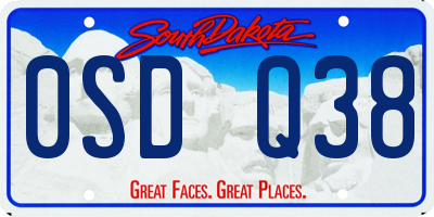 SD license plate 0SDQ38