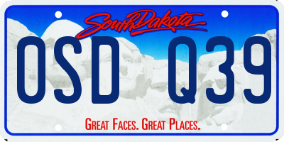 SD license plate 0SDQ39