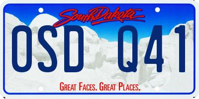 SD license plate 0SDQ41