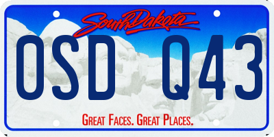 SD license plate 0SDQ43