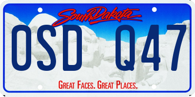 SD license plate 0SDQ47