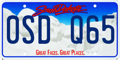 SD license plate 0SDQ65