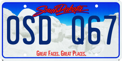 SD license plate 0SDQ67