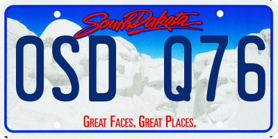 SD license plate 0SDQ76