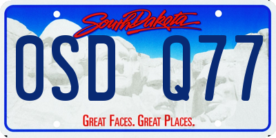 SD license plate 0SDQ77