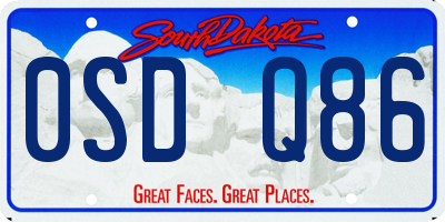 SD license plate 0SDQ86
