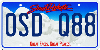 SD license plate 0SDQ88