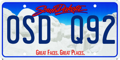 SD license plate 0SDQ92
