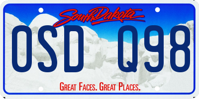 SD license plate 0SDQ98