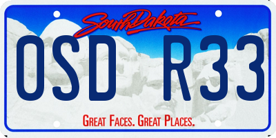 SD license plate 0SDR33