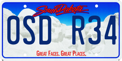 SD license plate 0SDR34