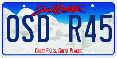 SD license plate 0SDR45
