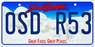 SD license plate 0SDR53