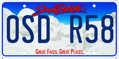 SD license plate 0SDR58