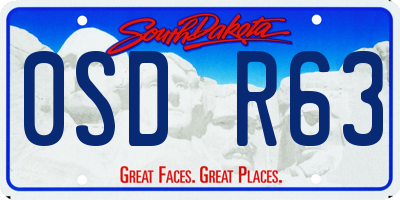 SD license plate 0SDR63