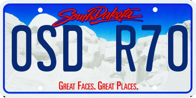 SD license plate 0SDR70