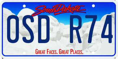 SD license plate 0SDR74