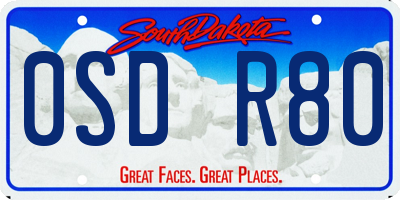 SD license plate 0SDR80