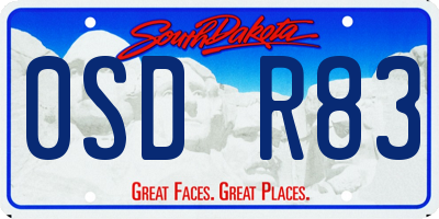 SD license plate 0SDR83